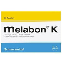 MELABON K tablets 20 pc acetylsalicylic acid, paracetamol, caffeine UK