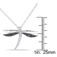 Miadora Sterling Silver Black Diamond Dragonfly Necklace UK