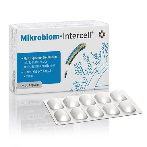 MICROBIOM-Intercell hard capsules 30 pc bacterial cultures UK