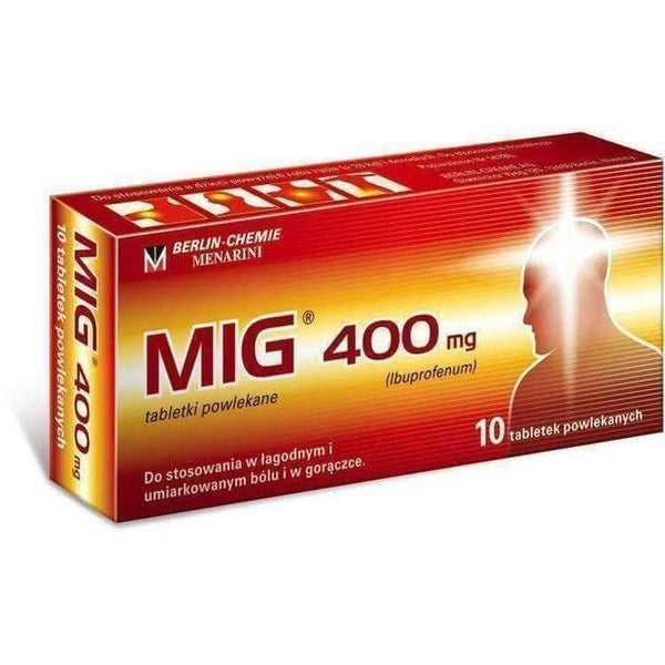 MIG 400mg x 10 tab antipyretic, anti-inflammatory and analgesic UK