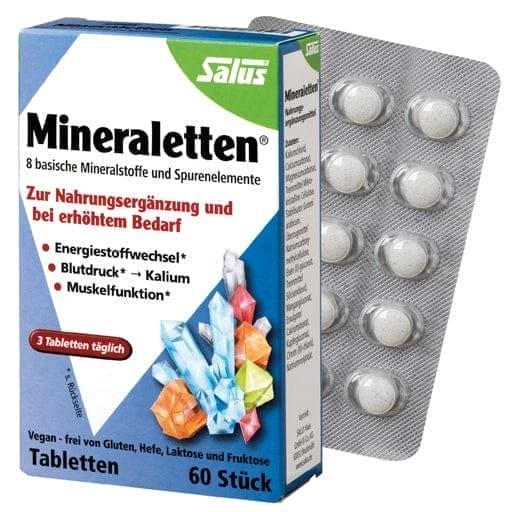 Minerals, iron, manganese, copper, molybdenum, chromium, MINERALETS Salus Tablets UK