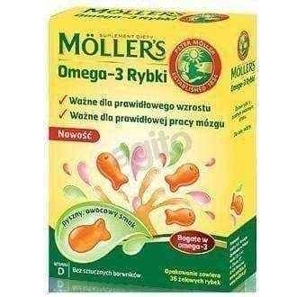 MOLLER'S OMEGA-3 FISH x 36 jellies, fish oil for kids, 3+ UK