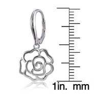 Mondevio Sterling Silver High Polished Open Rose Leverback Earrings UK