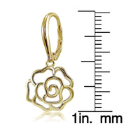 Mondevio Sterling Silver High Polished Open Rose Leverback Earrings UK