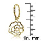 Mondevio Sterling Silver High Polished Open Rose Leverback Earrings UK