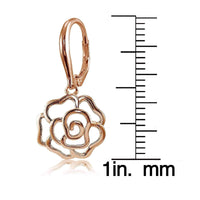 Mondevio Sterling Silver High Polished Open Rose Leverback Earrings UK