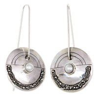 Moonlight Sand Unique Artisan White Freshwater Pearls Set in 925 Sterling Silver with Long Wires Dan UK