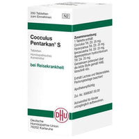 Motion sickness, nausea, vomiting, COCCULUS PENTARKAN S tablets UK