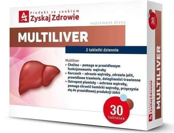 Multiliver x 30 tablets, choline, L-ornithine L-aspartate and B vitamins UK