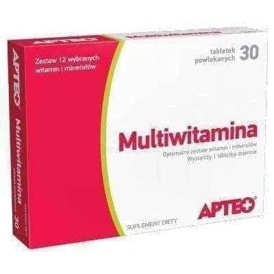 Multivitamin APTEO x 30 tablets, multivitamins supplement UK