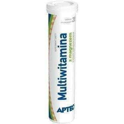 Multivitamin with magnesium orange flavoring Apteo x 20 effervescent tablets UK