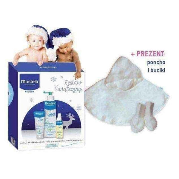 MUSTELA Set of winter cosmetics 3 + Gift nice and warm poncho and shoes for baby UK