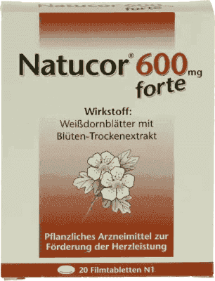 NATUCOR 600 mg forte, moderate heart failure, Hawthorn leaves with dry blossom extract UK
