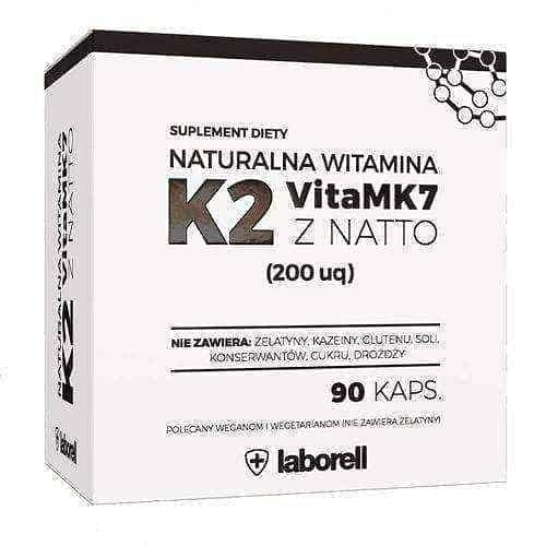 Natural Vitamin K2 200μg VitaMk7 of NATTO x 90 capsules UK