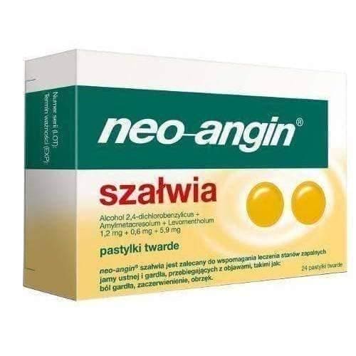 NEO-Angin Sage x 24 pills antiseptic, antibacterial and analgesic UK