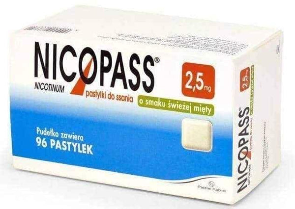 Nicopass 2,5mg x 96 lozenges with the taste of fresh mint UK