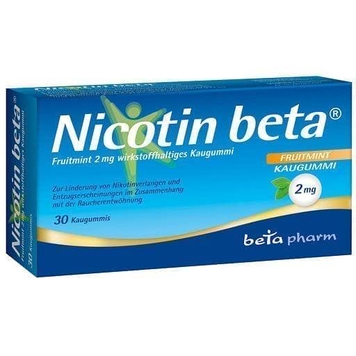 NICOTINE gum beta Fruitmint 2 mg chewing gum UK