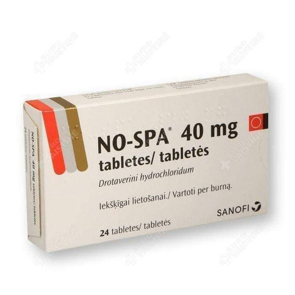 No-SPA 40 mg, 24 tablets Antispasmodic smooth muscle spasm, pain, stomach UK