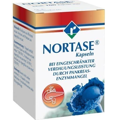 NORTASE capsules 100 pc pancreatic insufficiency, pancreatic enzymes UK