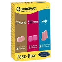 OHROPAX test box 3 types of earplugs UK
