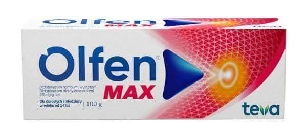 Olfen Max 20mg / g diclofenac gel 100g symptomatic relief of pain UK