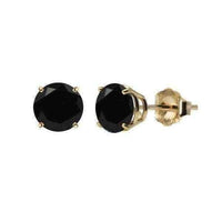 Onyx stud earrings - 10k White Gold or Yellow Gold 8mm Round Black Onyx Stud Earrings UK