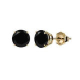 Onyx stud earrings - 10k White Gold or Yellow Gold 8mm Round Black Onyx Stud Earrings UK