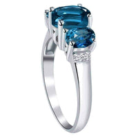 Orchid Jewelry 925 Sterling Silver Diamond 3-Stone Ring UK