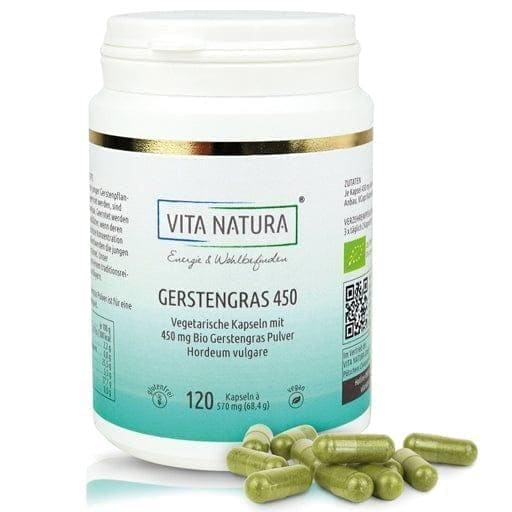 Organic barley grass juice powder, 450 mg vegetarian capsules UK