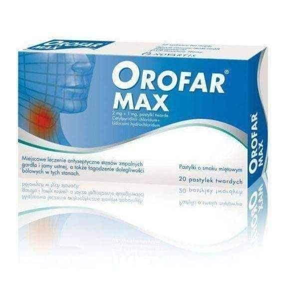 OROFAR MAX x 20 pellets, lidocaine hydrochloride, cetylpyridine chloride UK