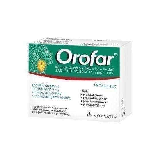 OROFAR x 16 lozenges, benzoxonium chloride, lidocaine UK