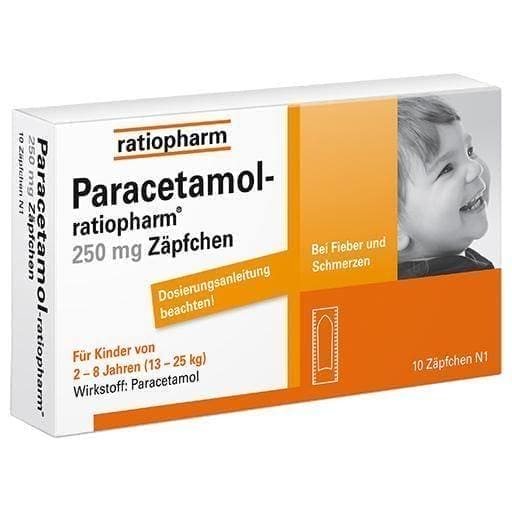 PARACETAMOL suppository ratiopharm 250 mg UK