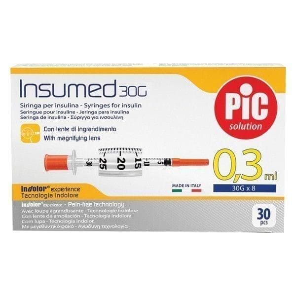PIC Insumed 0.3ml 30G 8mm syringes 30pcs, syringe UK