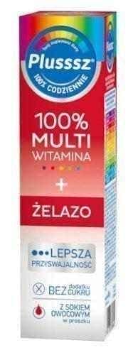 Plusssz 100% Multivitamin + Iron x 20 effervescent tablets UK