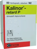 potassium chloride, KALINOR retard P 600 mg hard capsules UK