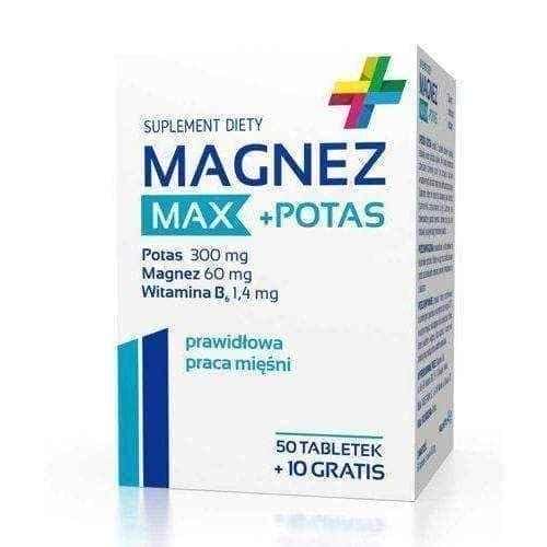 Potassium Magnesium Max + x + 50 tablets 10 tablets Free, potassium supplements UK
