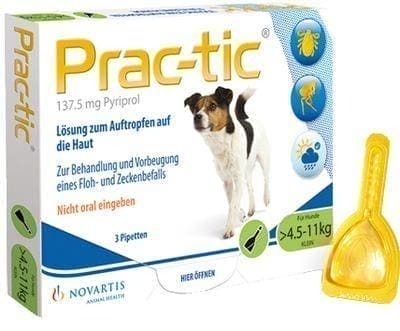 PRAC flea and tic control for small dogs 4.5-11 kg UK