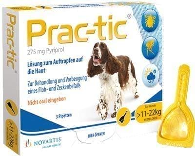 PRAC tic for medium dogs 11-22 kg single dose pip. UK