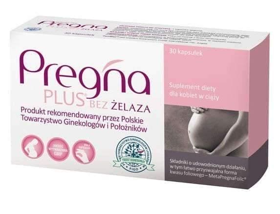 Pregna Plus without iron x 30 capsules to pregnant women UK