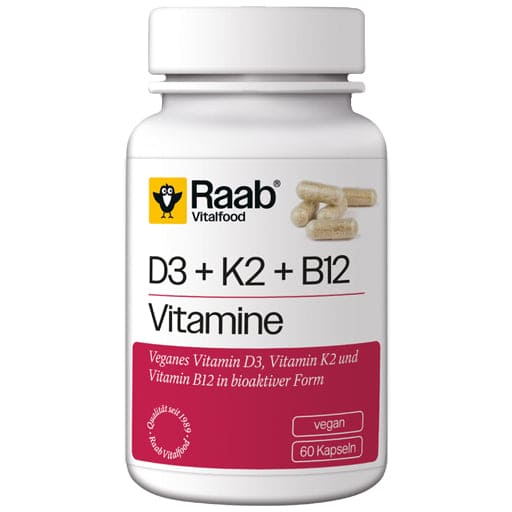 RAAB Vitalfood Vitamin D3 K2 B12 Capsules UK