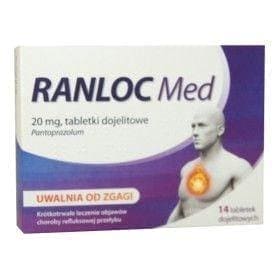 Ranloc MED x 14 tablets 0.02 g dizziness, diarrhea, nausea, vomiting UK