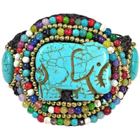 Regal Elephant Turquoise and Mix Stone Handmade Bracelet (Thailand) UK