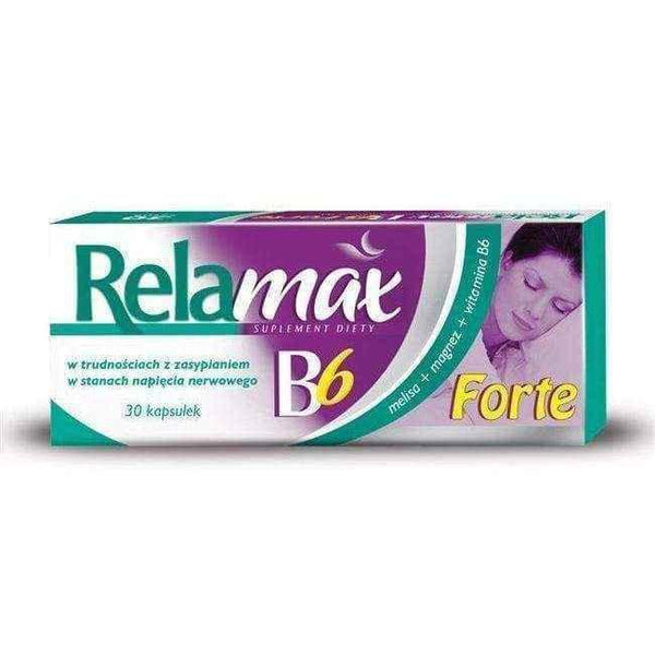 RELAMAX B6 forte x 30 capsules, lemon balm uses, vitamin b6 benefits, magnesium deficiency UK