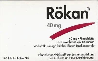 RÖKAN 40 mg Ginkgo biloba, loss of memory, memory and concentration UK