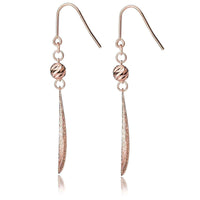 Rose Gold Plated Sterling Silver Diamond Cut Layered Tear Drop Fish Hook Earrings UK