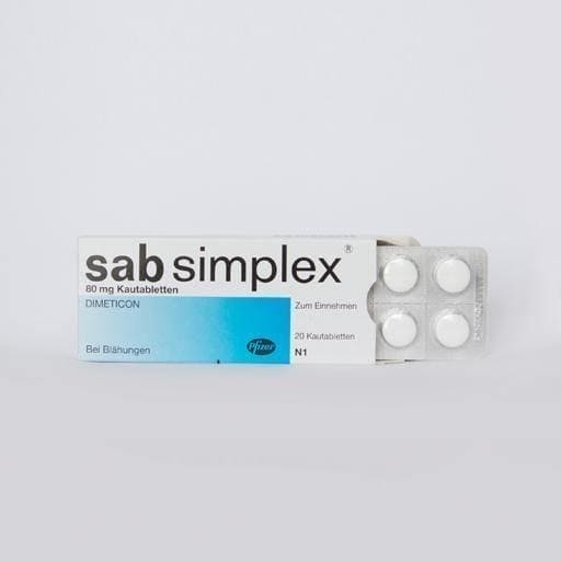 SAB simplex chewable tablets 20 pc UK