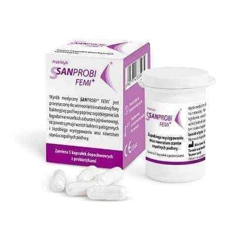 Sanprobi Femi + x 5 vaginal capsules, infections vagina UK