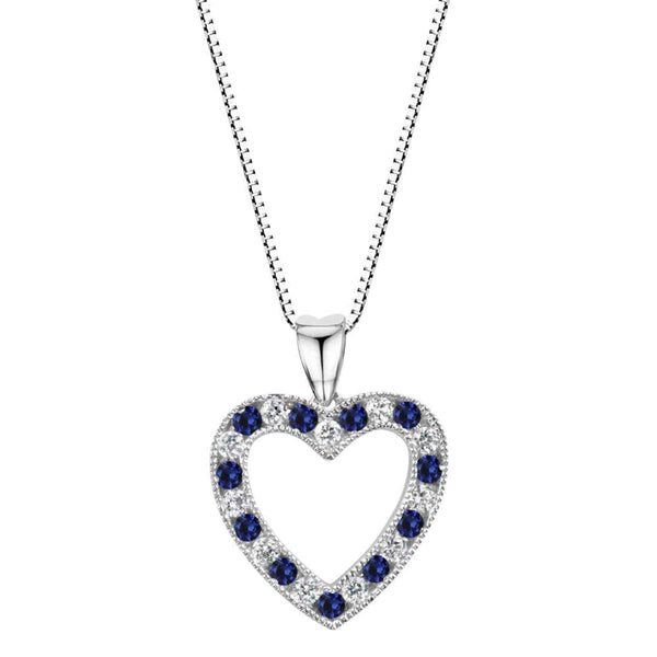 Sapphire Heart Pendant Necklace UK