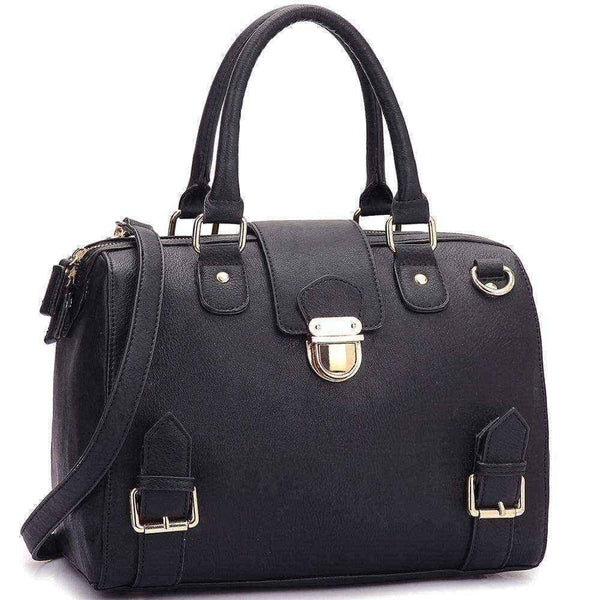 Satchel handbags | Front Snap Lock Handbag | Black UK