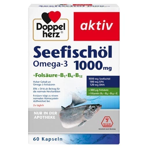 Sea fish oil omega-3, omega 3 fatty acids, Doppelherz 1000 mg UK